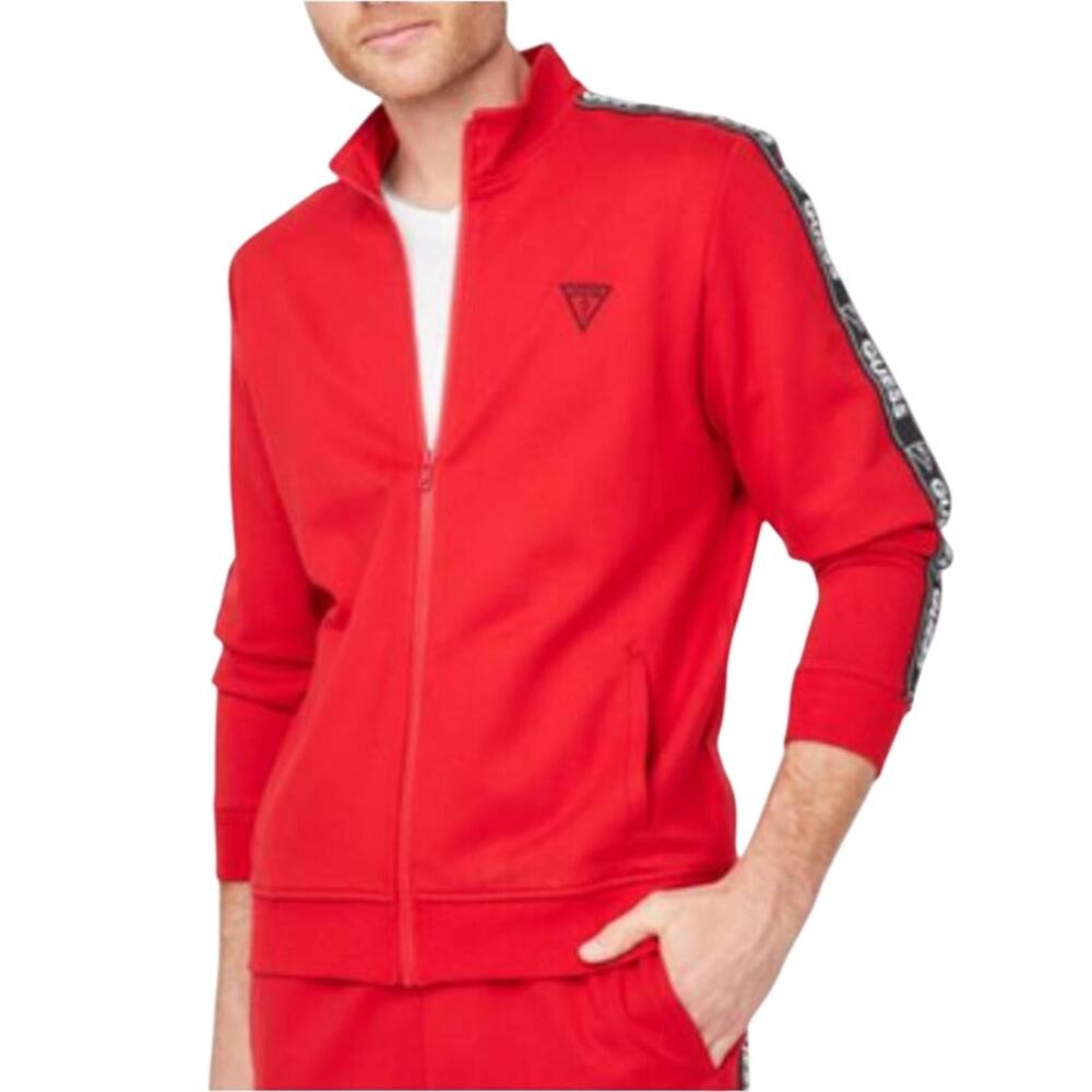 Guess Poleron Walt Logo Tape Mock Zip Up Fleece Jacket NWT Size Small